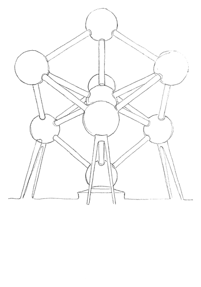 Pencil drawing of the Atomium