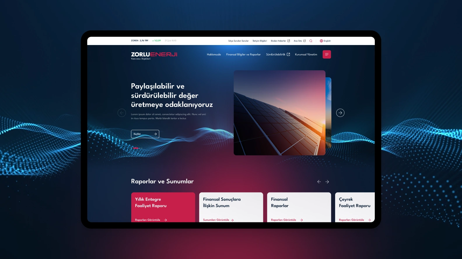 Zorlu Enerji Yatırımcı İlişkileri Web Sitesi
